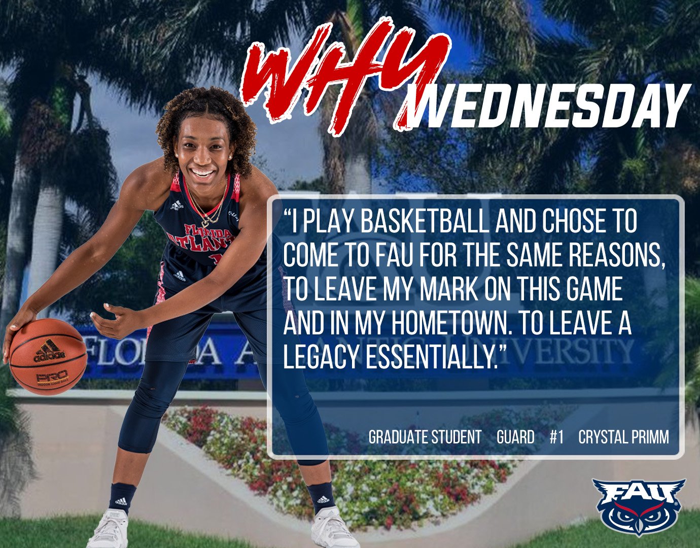 Crystal Primm Excited about being at FAU
