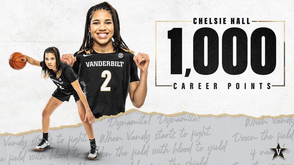 Chelsea Hall Joins 1,000 Point Club at Vanderbilt