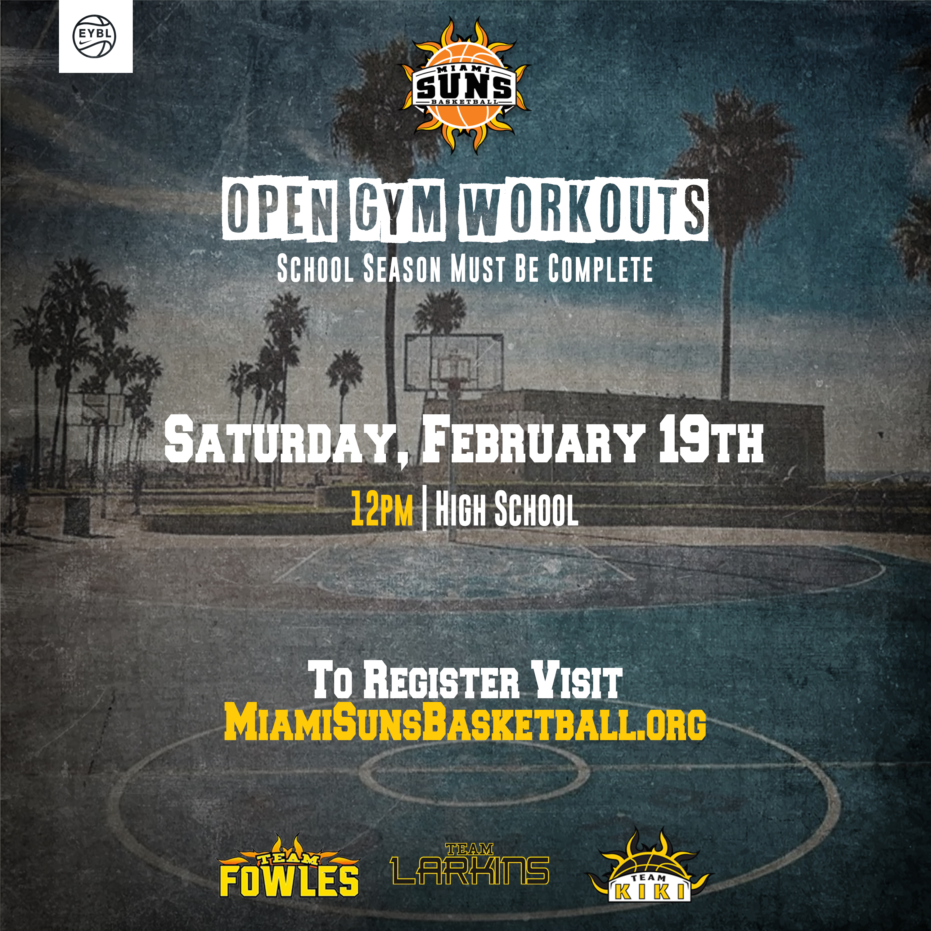 Miami Suns Open Workout – Saturday Feb 19th in Hialeah, FL.